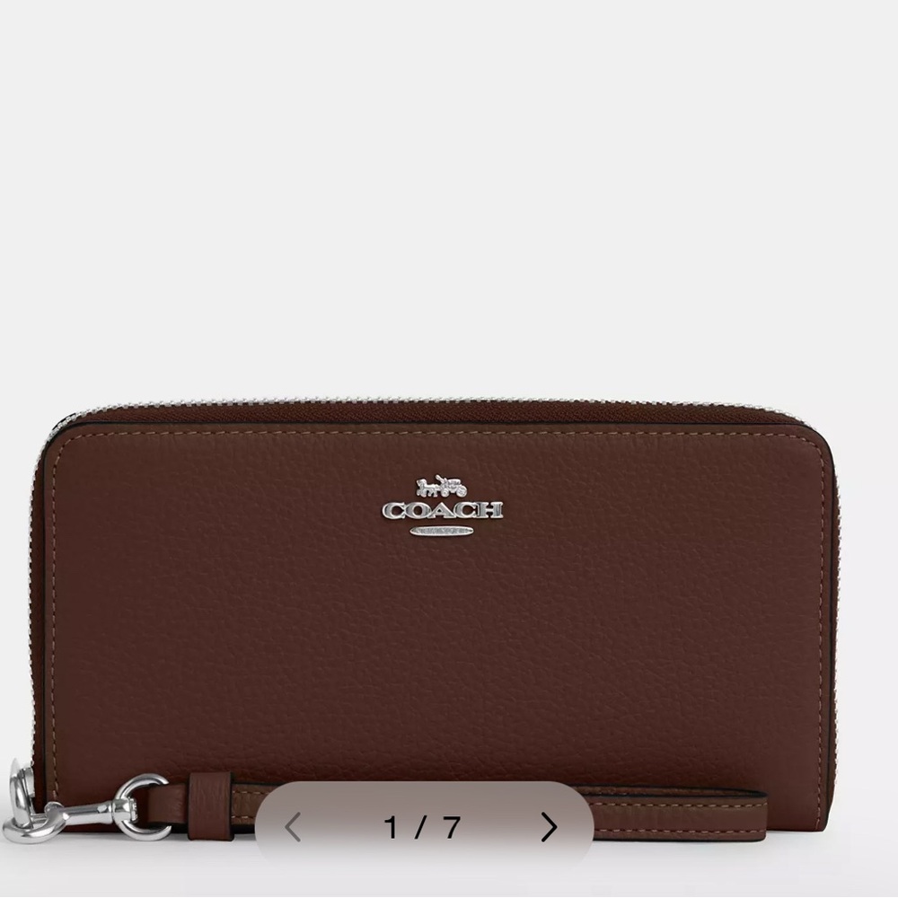 Coach Long Zip Around Wallet in Maple